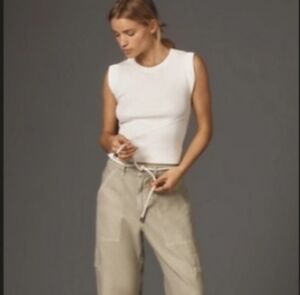 NWT Maeve Anthropologie White Muscle Tank Sz Lg